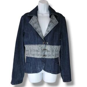 Apple Bottoms Two-Tone Stretch Denim Blazer Jacket Women’s Size Large
